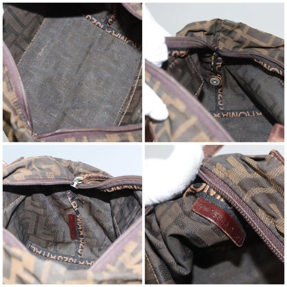 FENDI Zucca Canvas Hand Bag Black Brown Auth - Picture 14 of 15